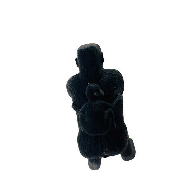 Vintage Hand-Painted Gorilla Figurine With Baby On Back Rubber Toy - Picture 9 of 11